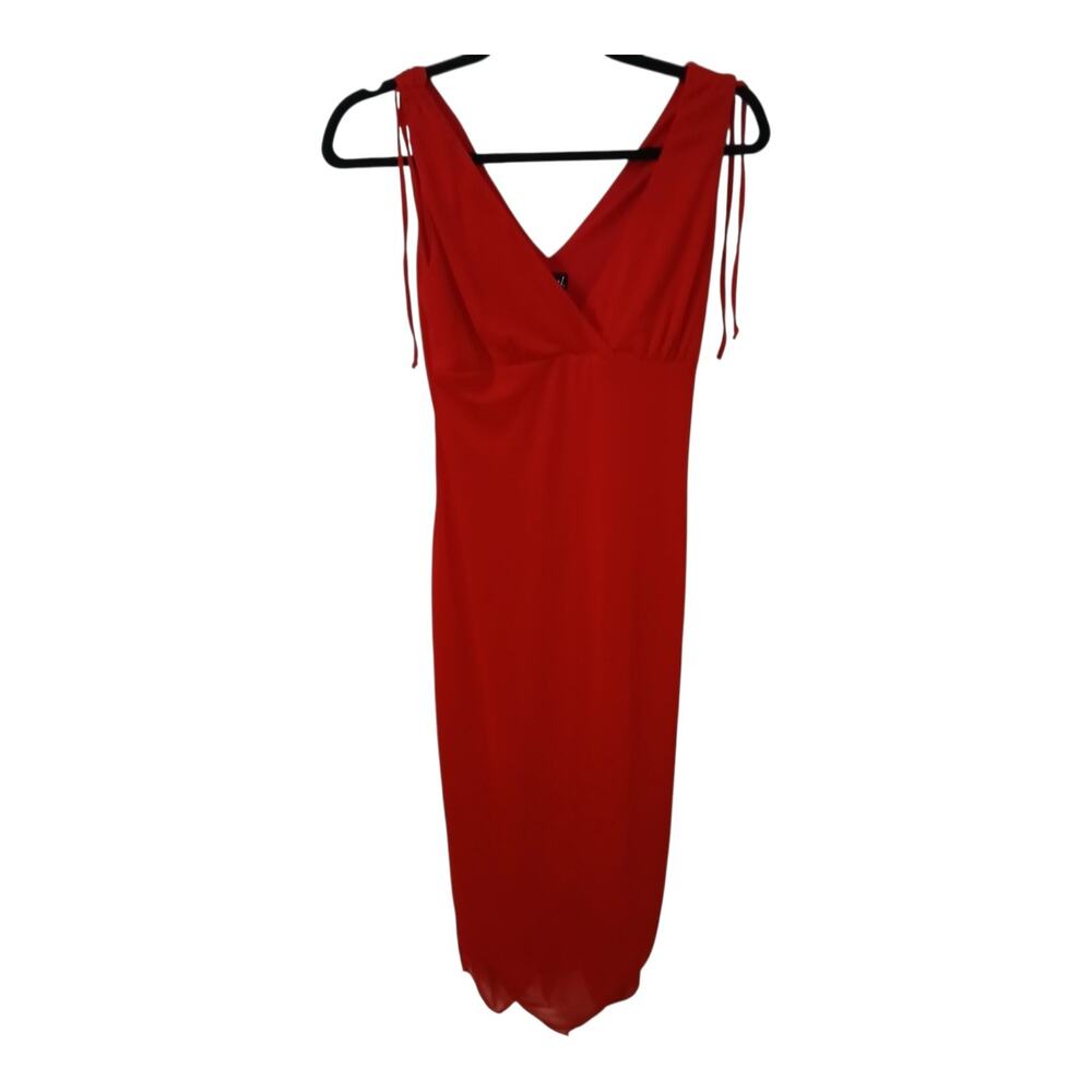 Vtg Wet Seal Red Midi Dress Women’s M Asymmetrical Hem Party‎ Y2K Sexy Evening